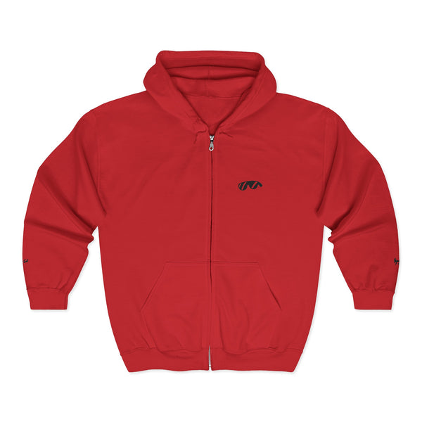 Monovi Studio Sunglasses Logo Zip Hoodie — Small Chest & Sleeve Graphic