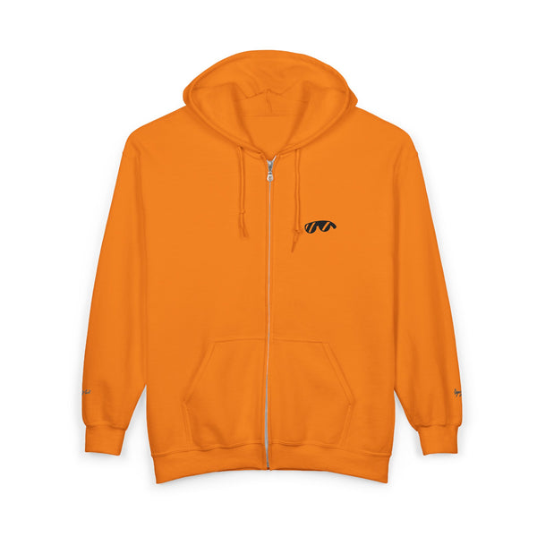 Monovi Studio Sunglasses Logo Zip Hoodie — Small Chest & Sleeve Graphic